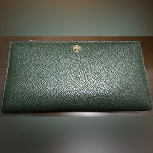 Tory Burch green leather wallet